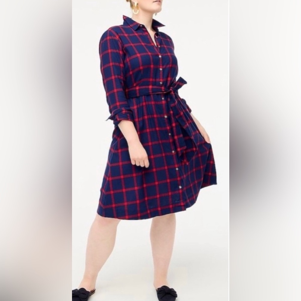 Jcrew flannel button down shirt dress